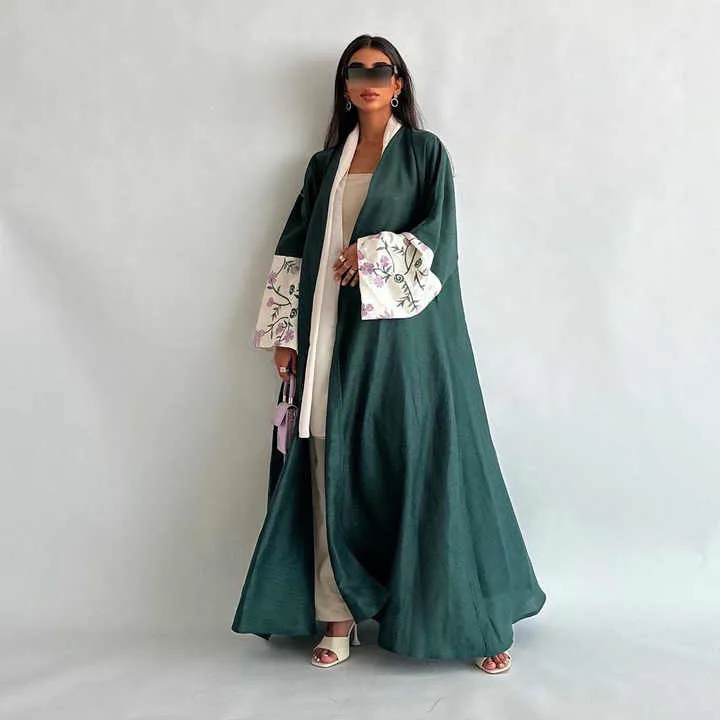 عباية مطرزة بالزهور كارديجان ,Floral Embroidered Abaya Cardigan