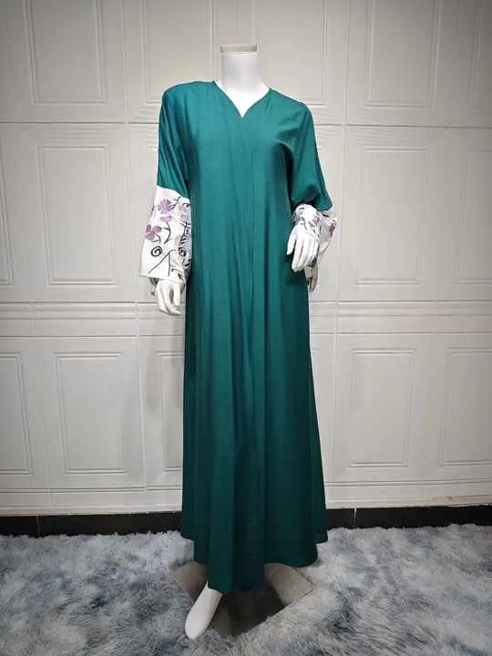 عباية مطرزة بالزهور كارديجان ,Floral Embroidered Abaya Cardigan