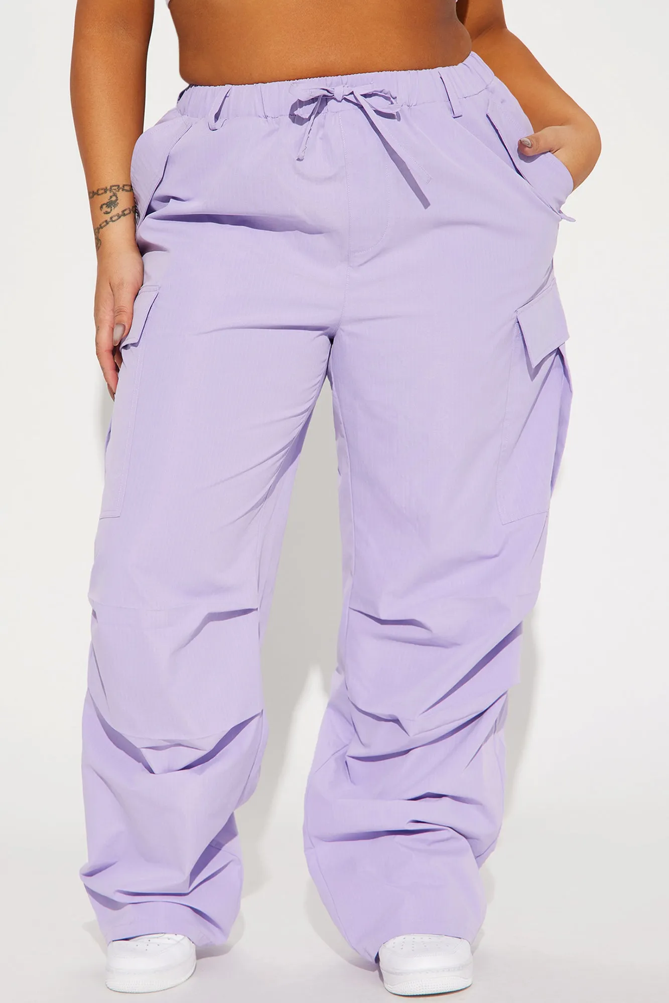 Bad Habits Slouchy Cargo Parachute Jogger - Lavender
