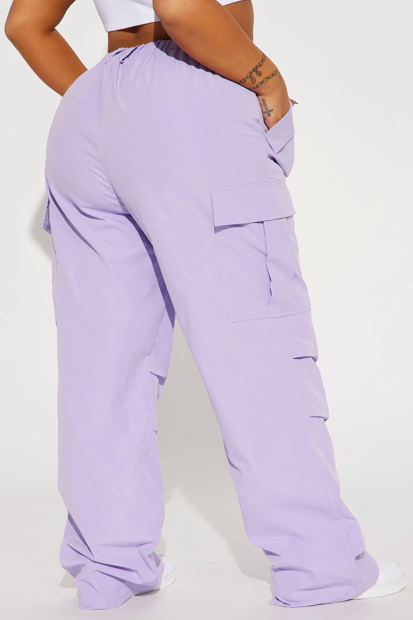 Bad Habits Slouchy Cargo Parachute Jogger - Lavender