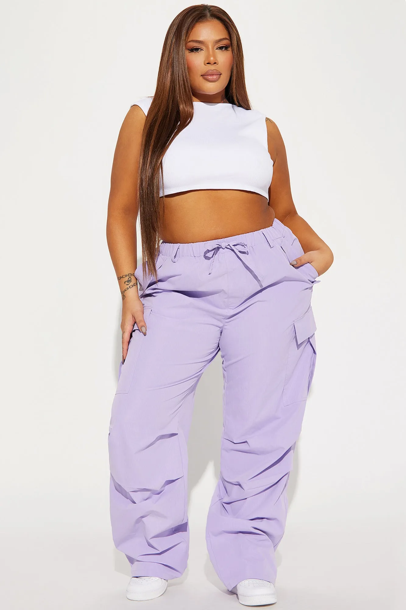 Bad Habits Slouchy Cargo Parachute Jogger - Lavender