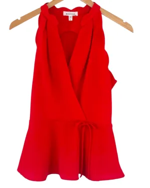 Bright Spring Blaze Sleeveless Faux-Wrap Top