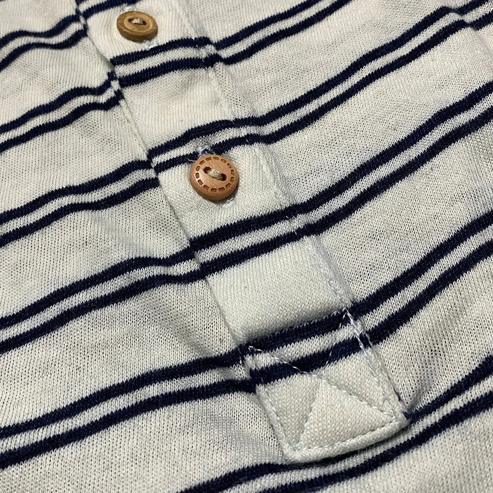 BZEN M.3231 CLARK REGULAR FIT 3 BUTTON INDIGO STRIPE JERSEY-140GSM-E0 INDIGO STRIPE