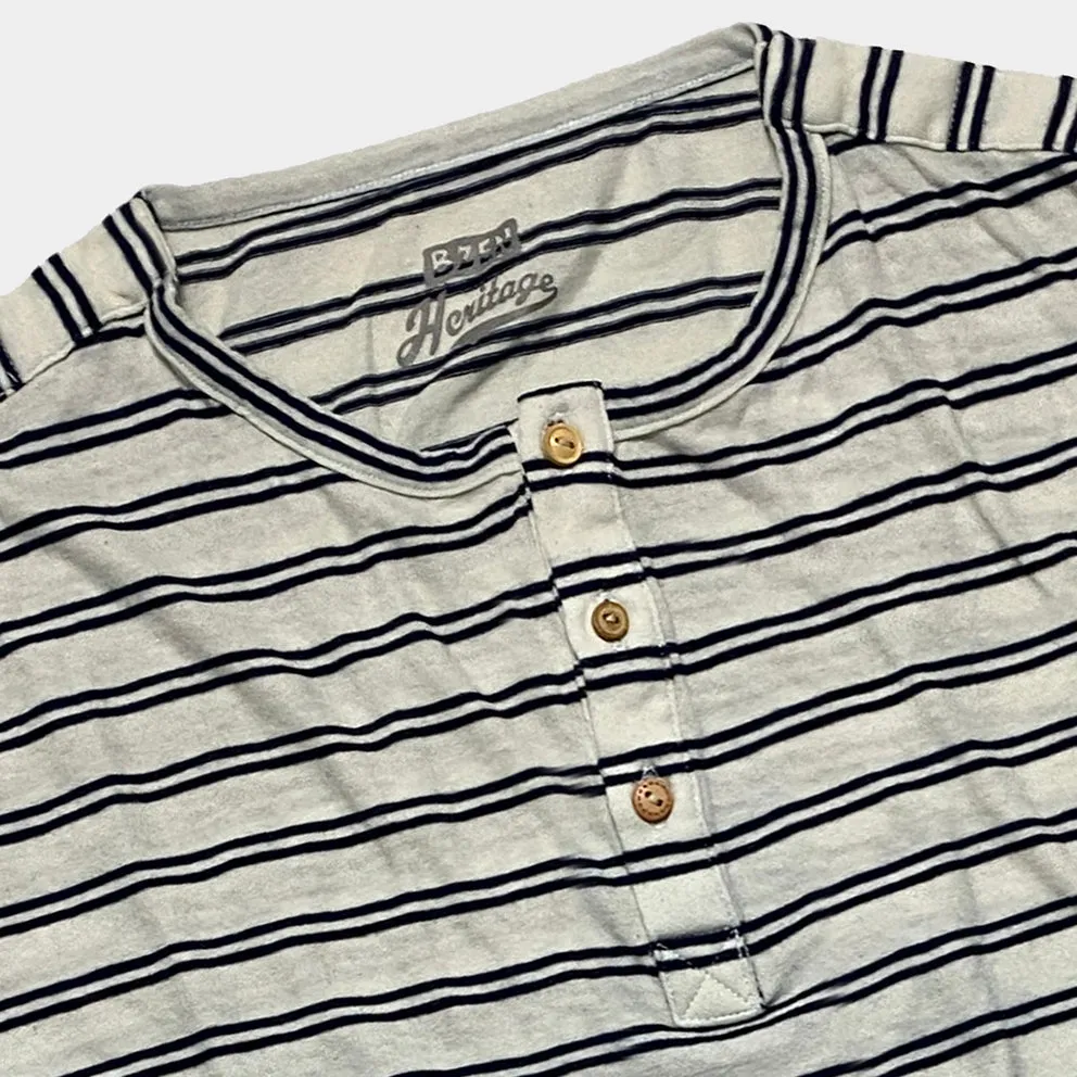 BZEN M.3231 CLARK REGULAR FIT 3 BUTTON INDIGO STRIPE JERSEY-140GSM-E0 INDIGO STRIPE