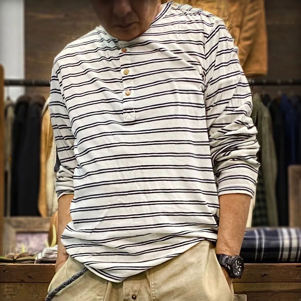 BZEN M.3231 CLARK REGULAR FIT 3 BUTTON INDIGO STRIPE JERSEY-140GSM-E0 INDIGO STRIPE
