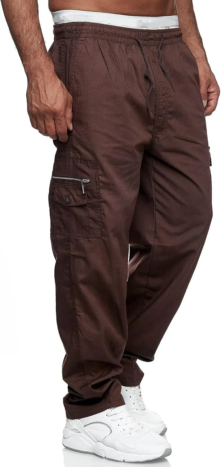 Cargo Pants for Men Relaxed Fit Gym Pants Men Joggers Sweatpants Slim Fit Workout Cotton Pants with Elastic Waistband
