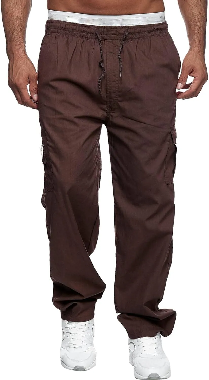 Cargo Pants for Men Relaxed Fit Gym Pants Men Joggers Sweatpants Slim Fit Workout Cotton Pants with Elastic Waistband