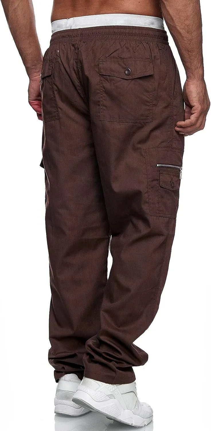 Cargo Pants for Men Relaxed Fit Gym Pants Men Joggers Sweatpants Slim Fit Workout Cotton Pants with Elastic Waistband