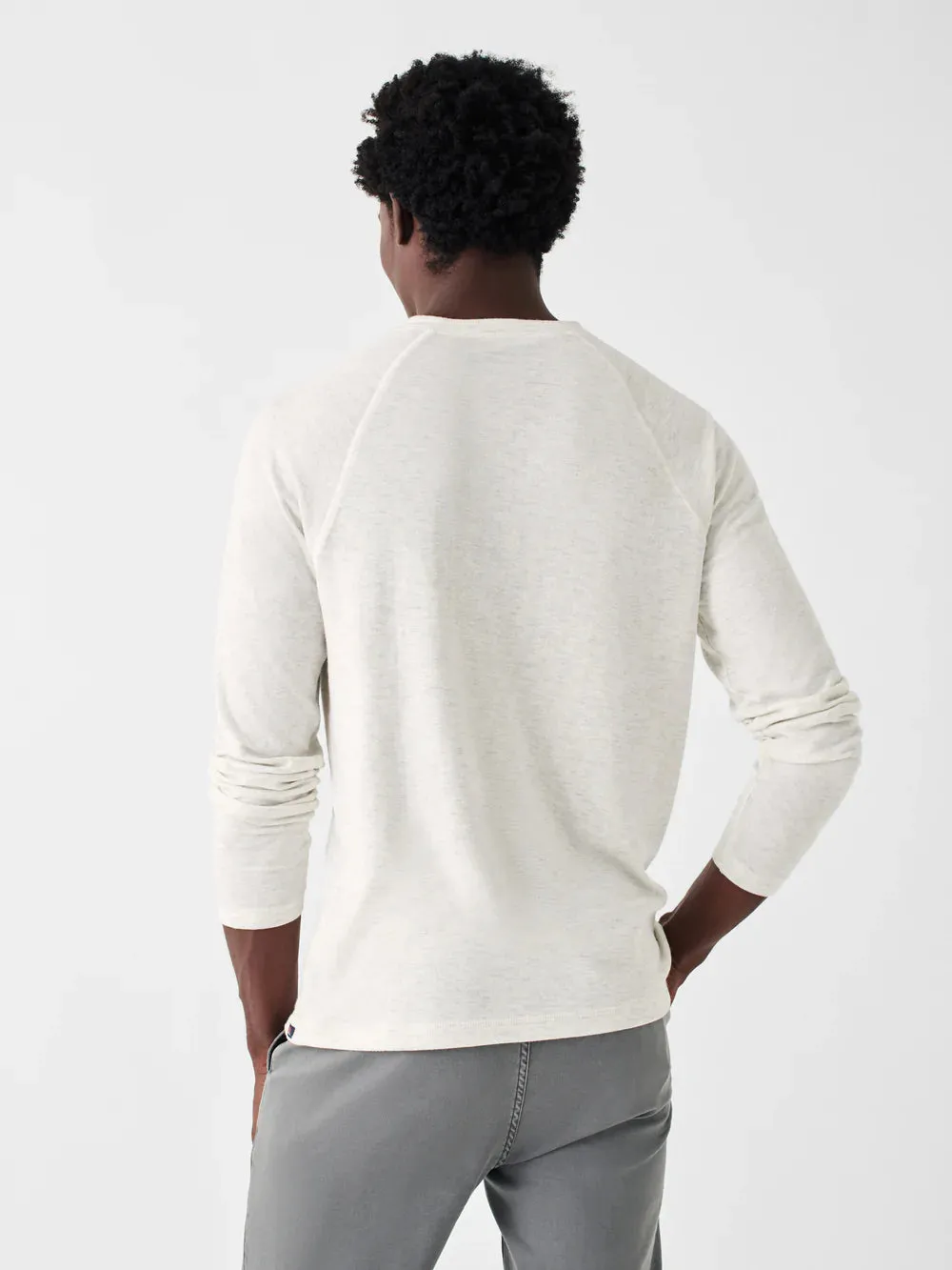 Faherty Cloud Long-Sleeve Henley- Ivory Heather