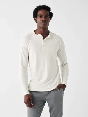 Faherty Cloud Long-Sleeve Henley- Ivory Heather