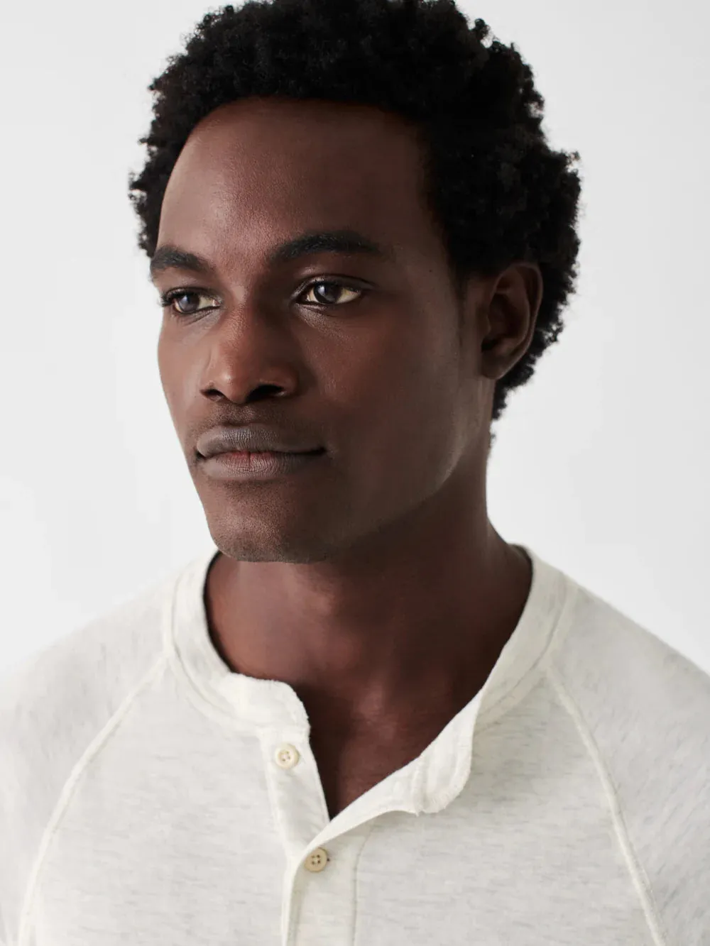 Faherty Cloud Long-Sleeve Henley- Ivory Heather