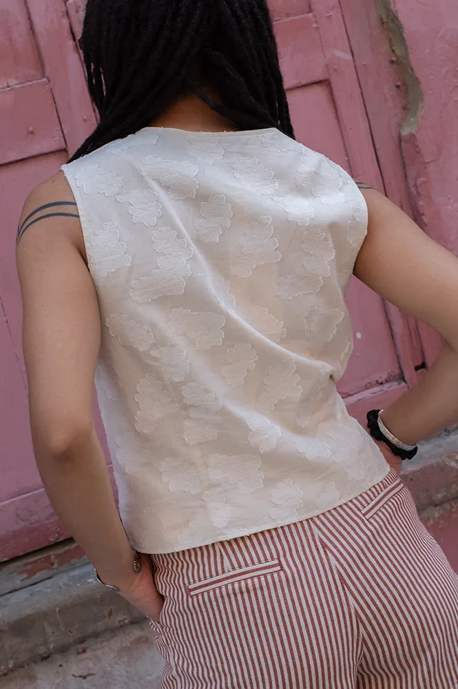 FRNCH Chemzi Cream Wrap Top