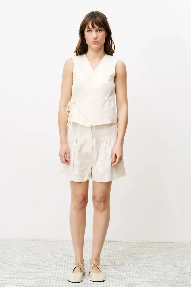 FRNCH Chemzi Cream Wrap Top