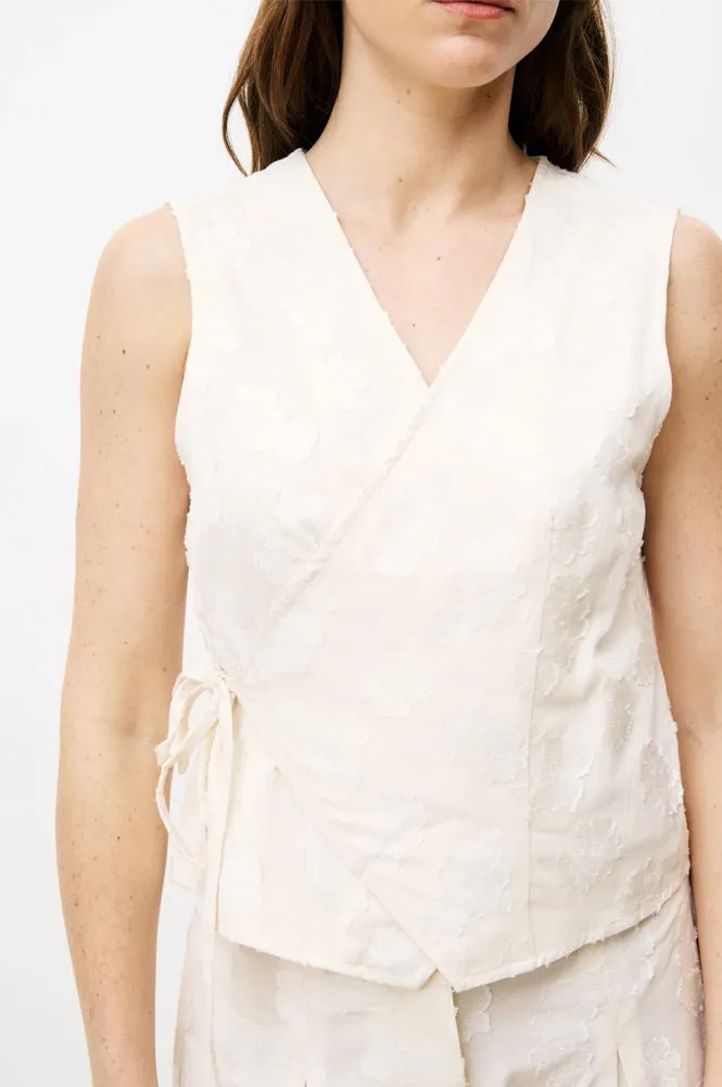 FRNCH Chemzi Cream Wrap Top