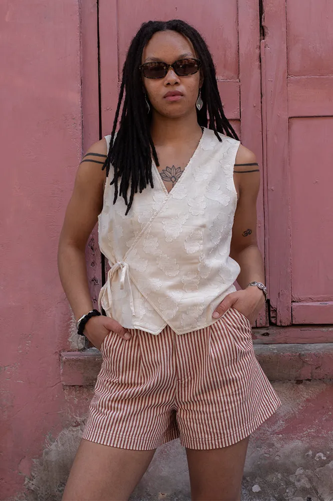 FRNCH Chemzi Cream Wrap Top