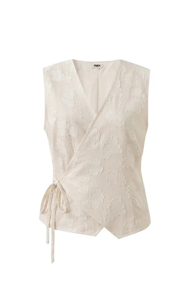 FRNCH Chemzi Cream Wrap Top