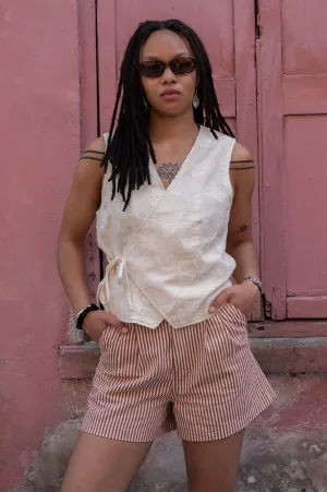 FRNCH Chemzi Cream Wrap Top