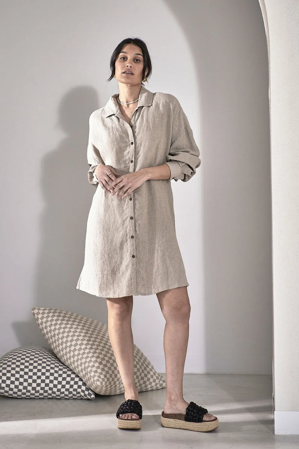 Fundamental Linen Shift Dress - Natural 