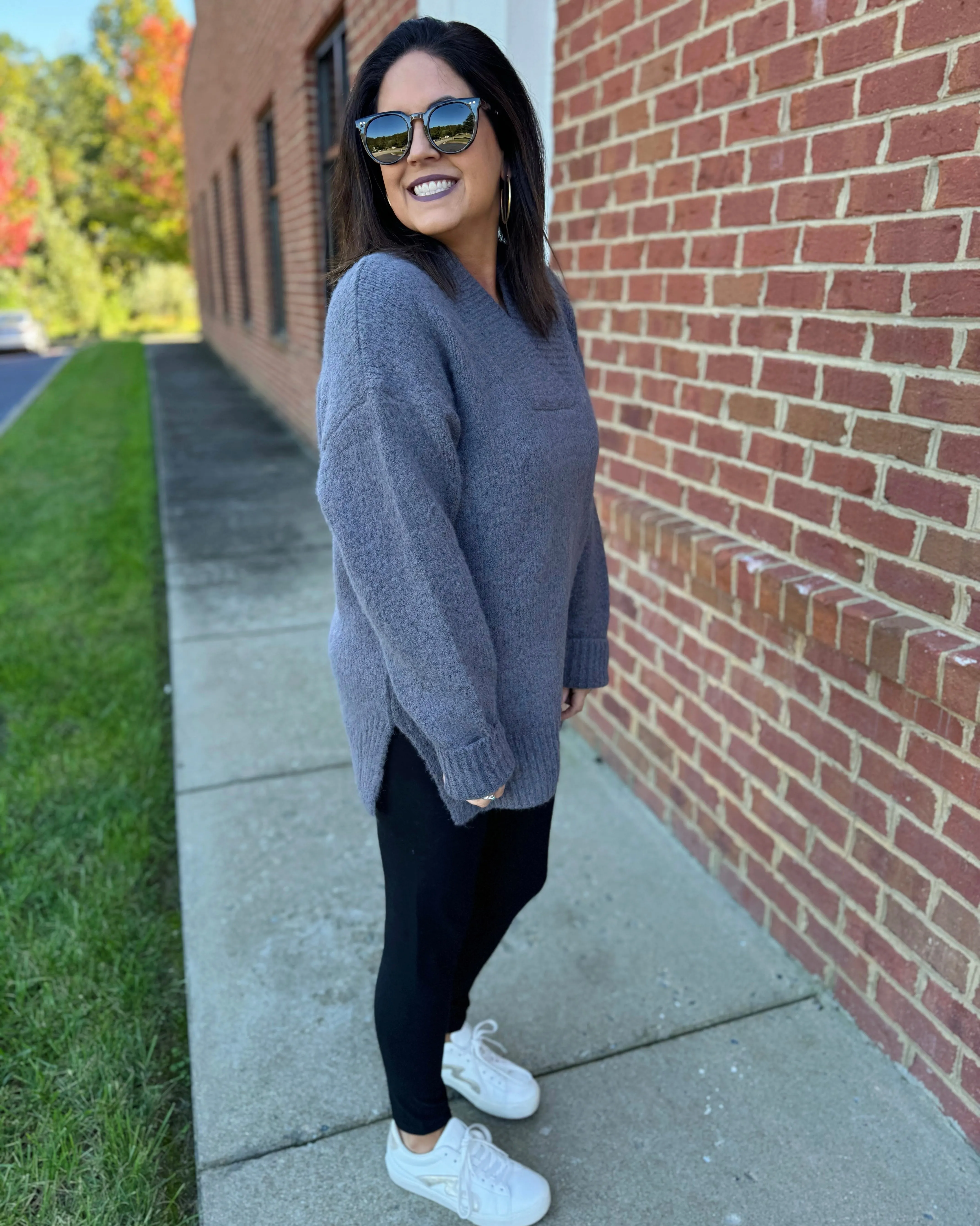 Georgia Slouchy Sweater in Charcoal FINAL SALE