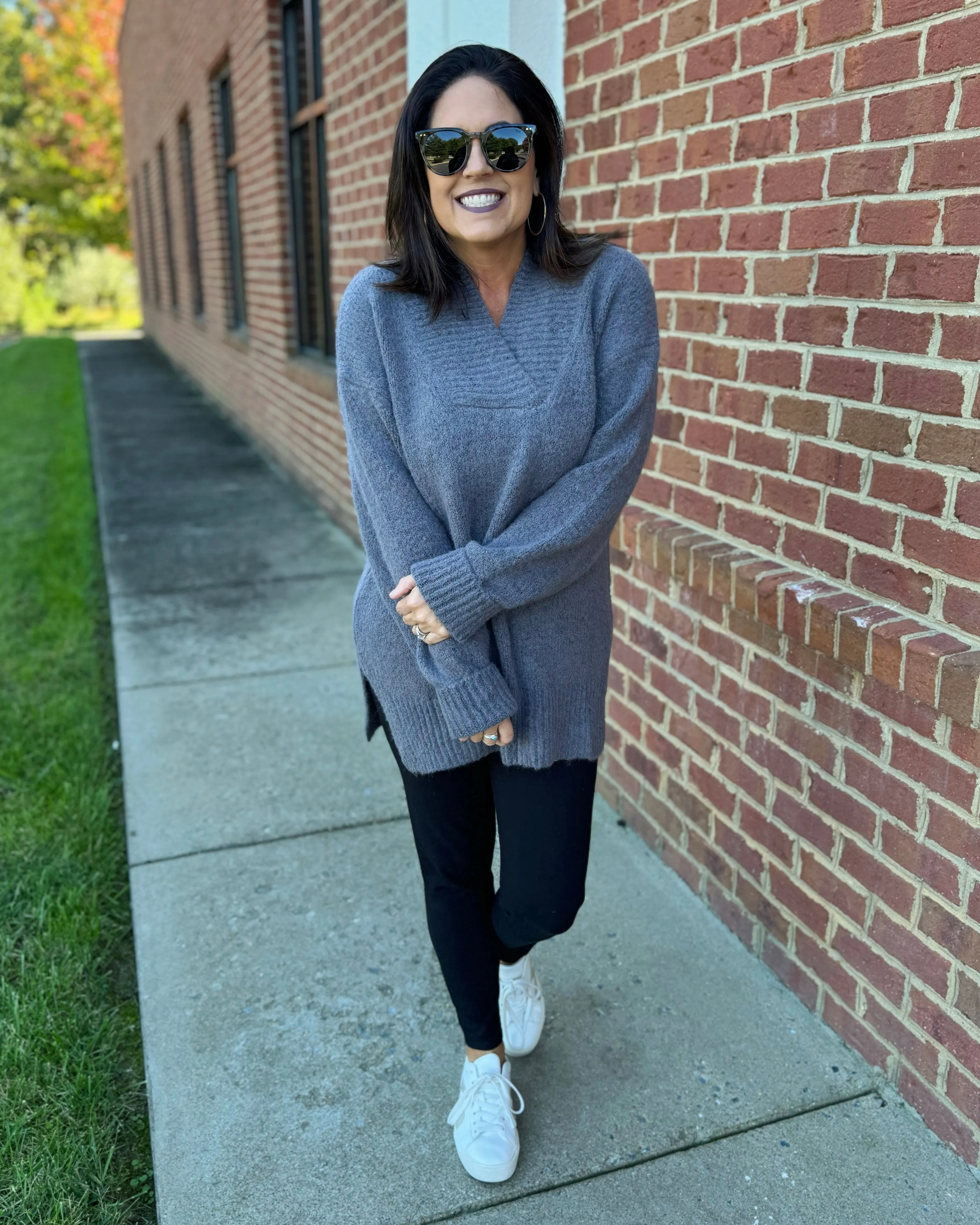 Georgia Slouchy Sweater in Charcoal FINAL SALE