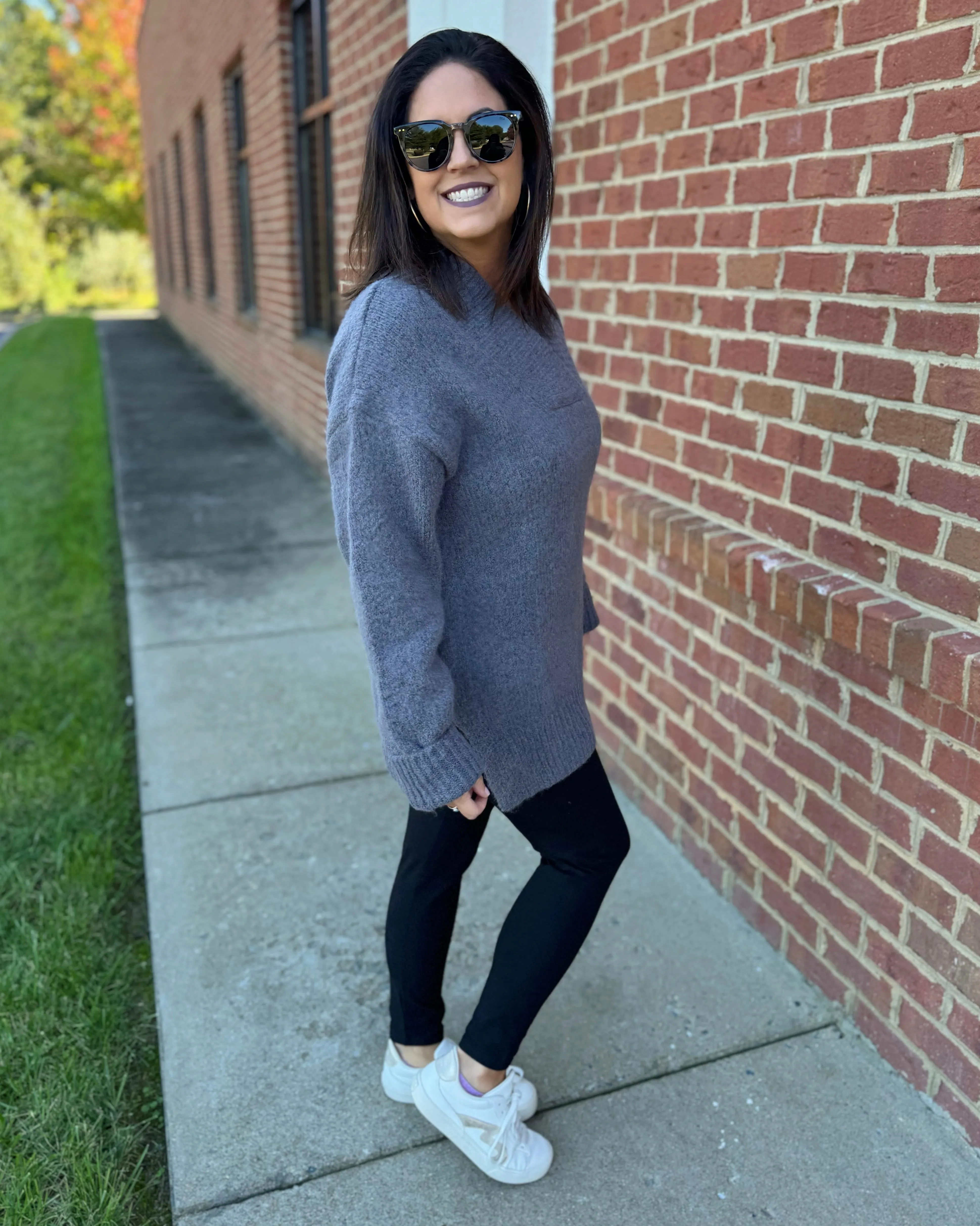 Georgia Slouchy Sweater in Charcoal FINAL SALE