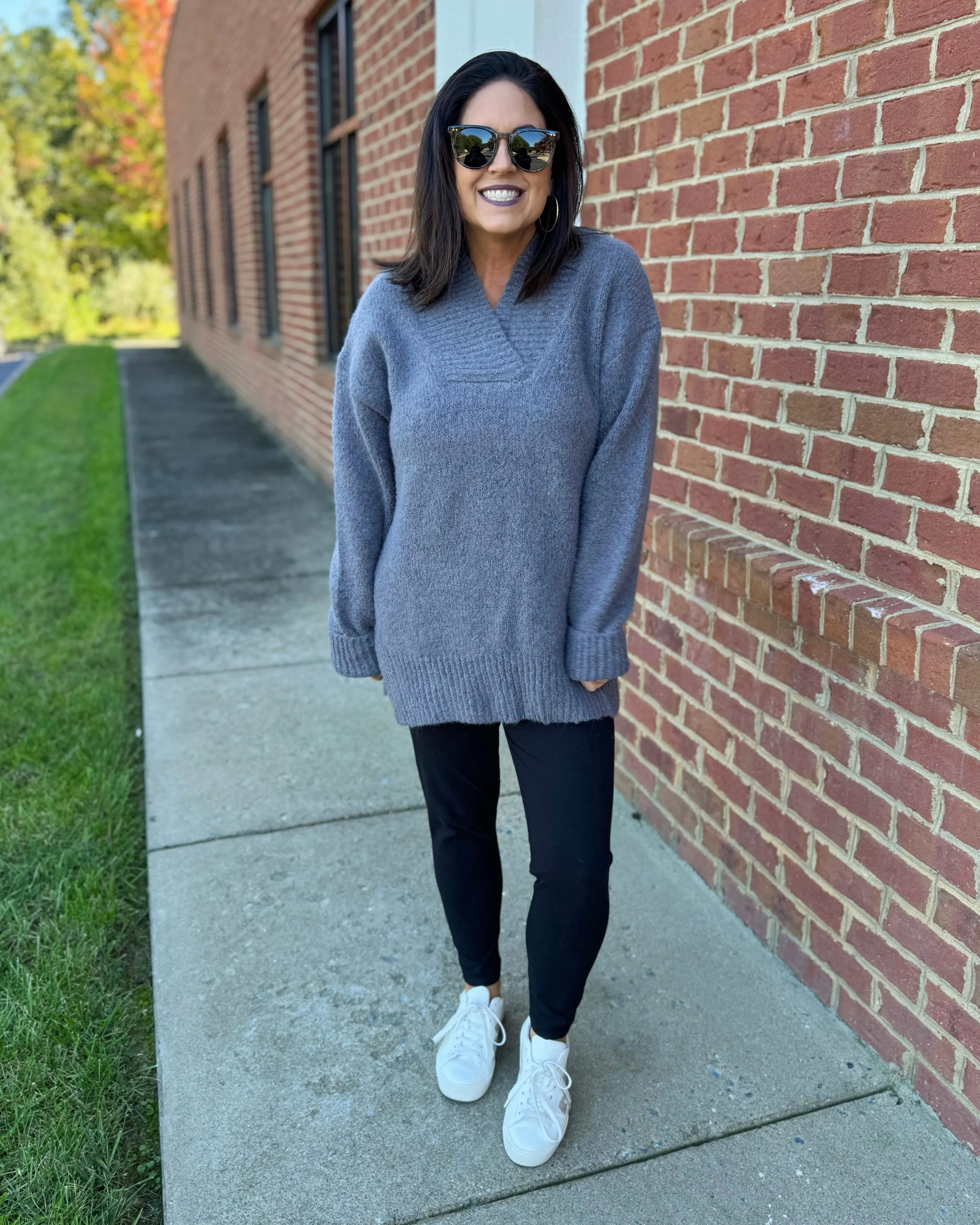 Georgia Slouchy Sweater in Charcoal FINAL SALE