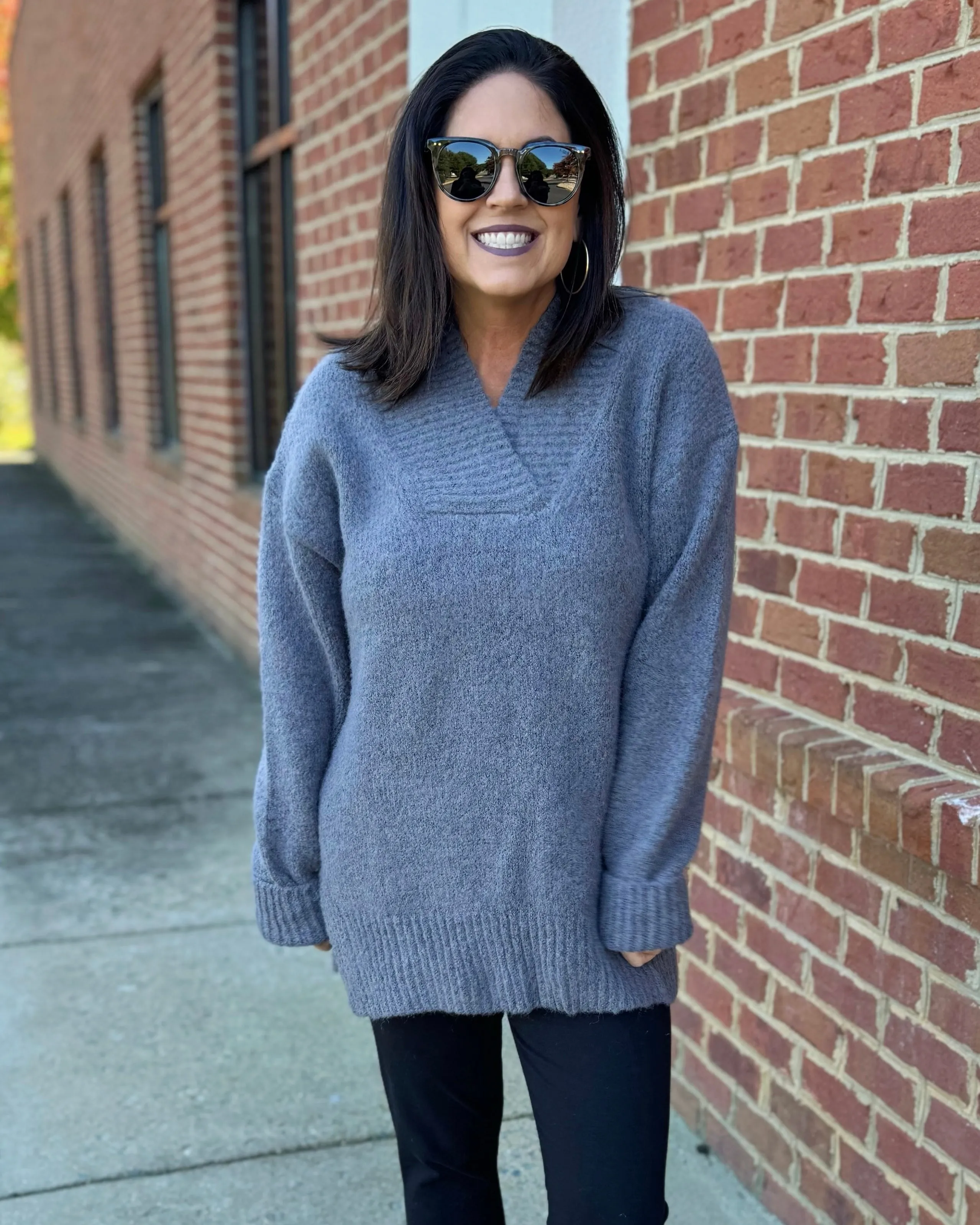 Georgia Slouchy Sweater in Charcoal FINAL SALE