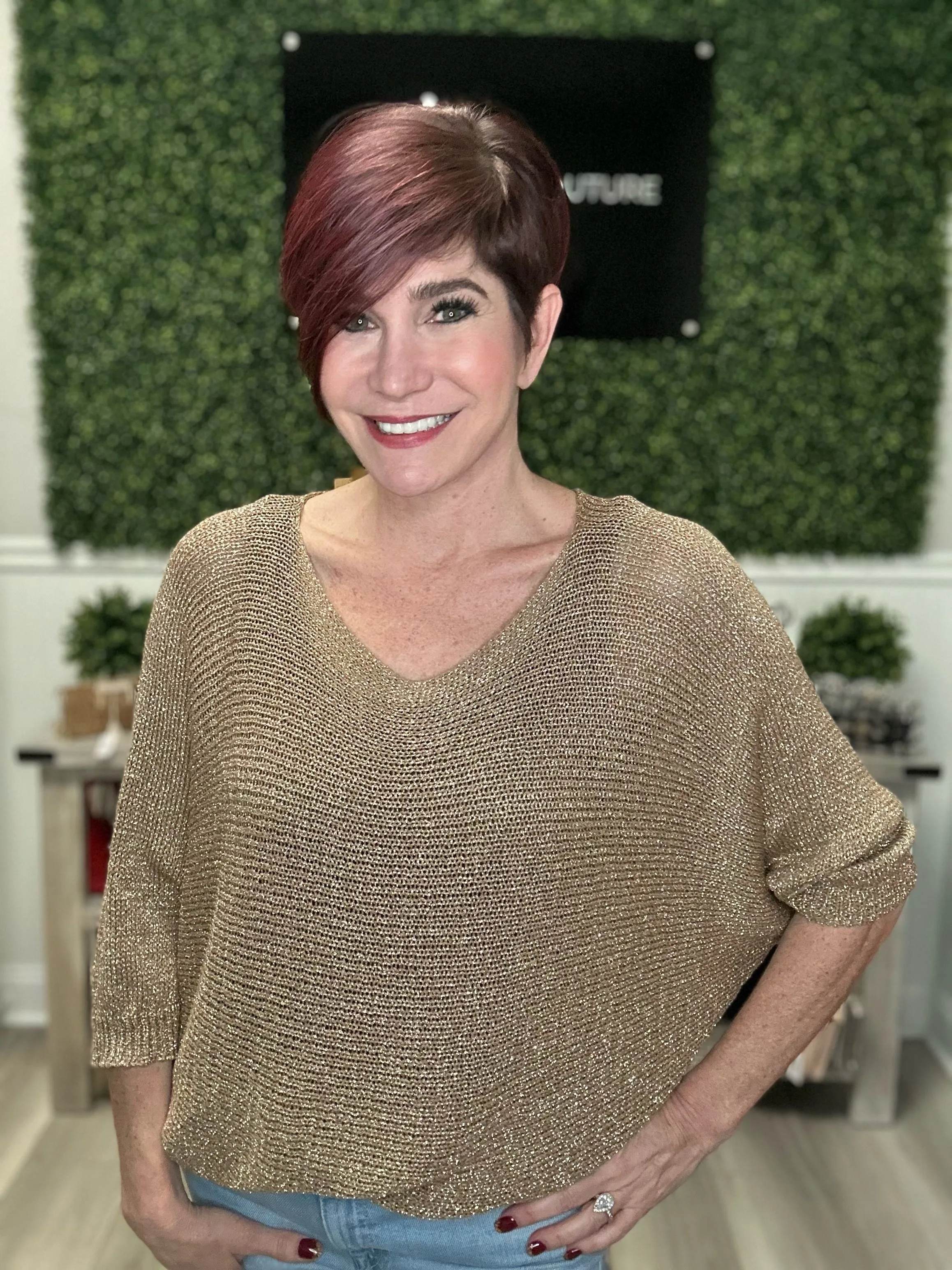 Golden Lurex 3/4 Sleeve Sweater