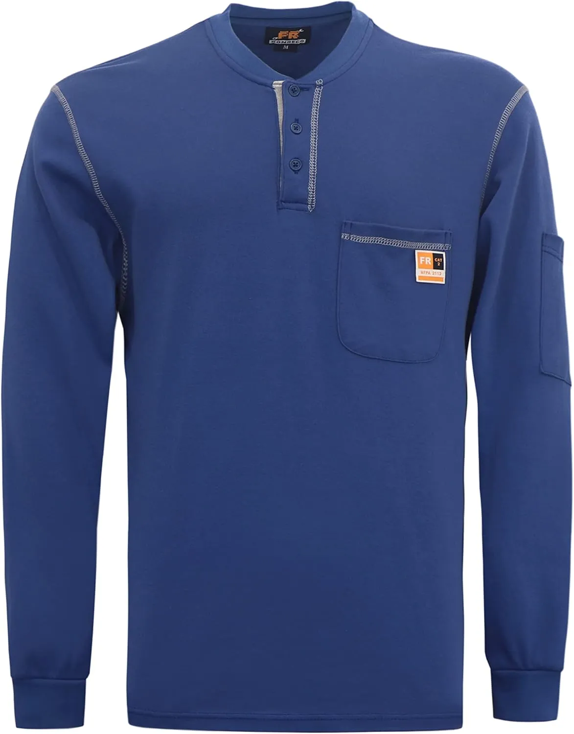 KONRECO FR Shirts for Men Long Sleeve Henley 7oz 100% Cotton FRC Clothing Welding Shirt