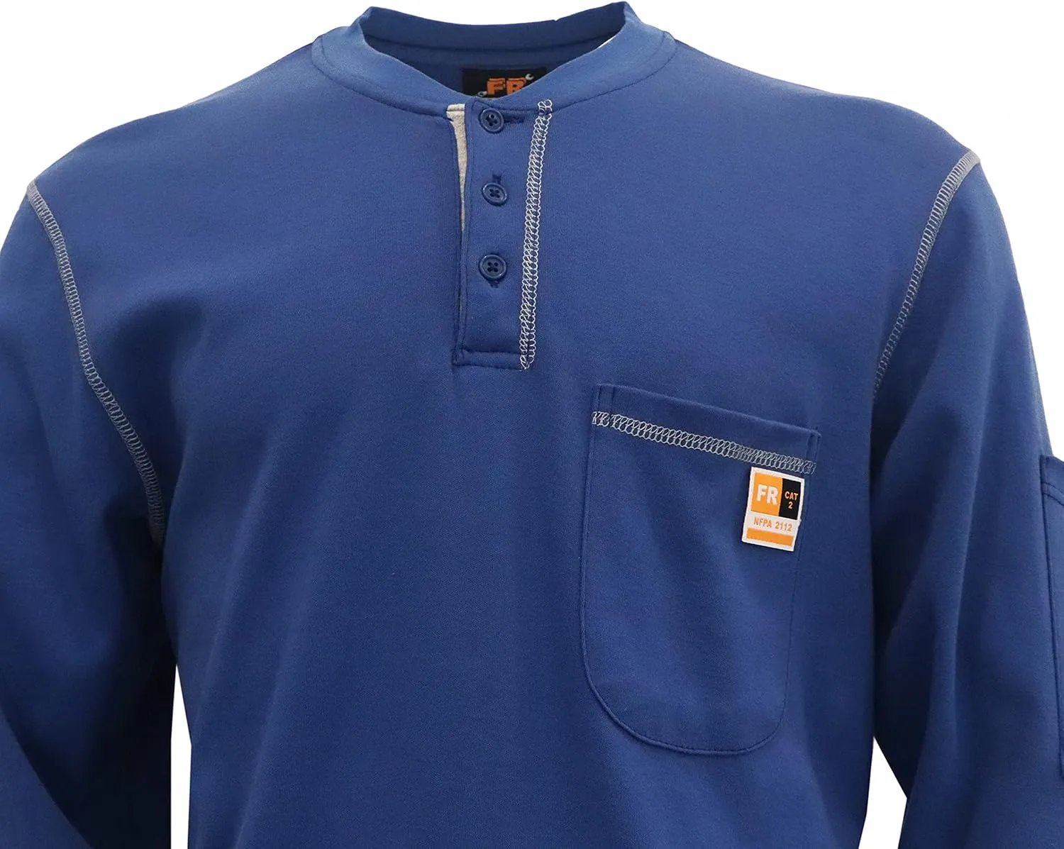 KONRECO FR Shirts for Men Long Sleeve Henley 7oz 100% Cotton FRC Clothing Welding Shirt