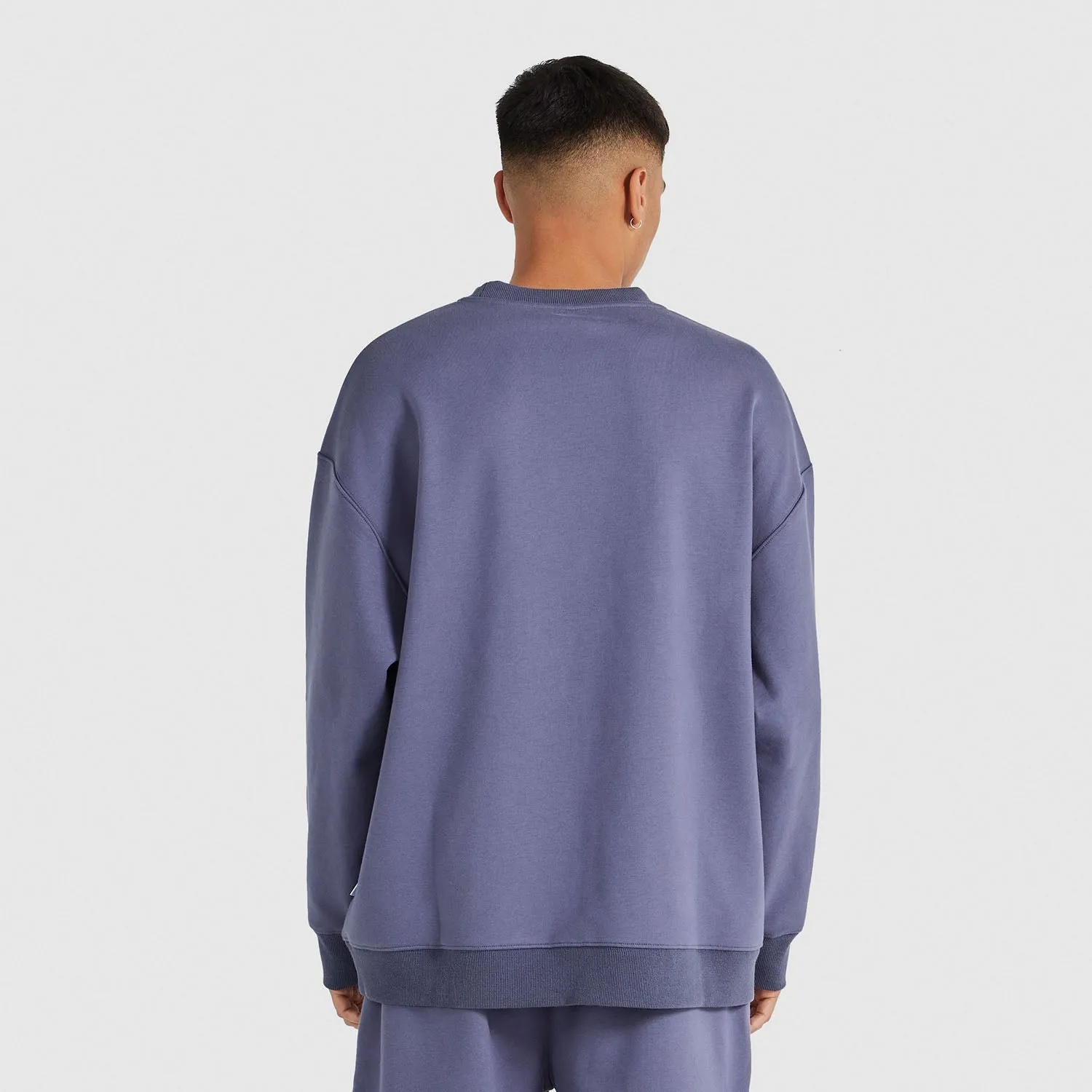Light Steel Blue Relaxed Cotton Fleece Crew