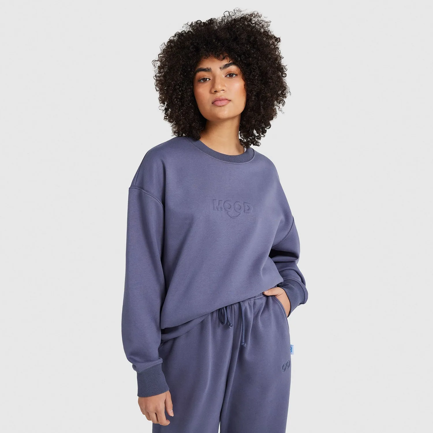 Light Steel Blue Relaxed Cotton Fleece Crew