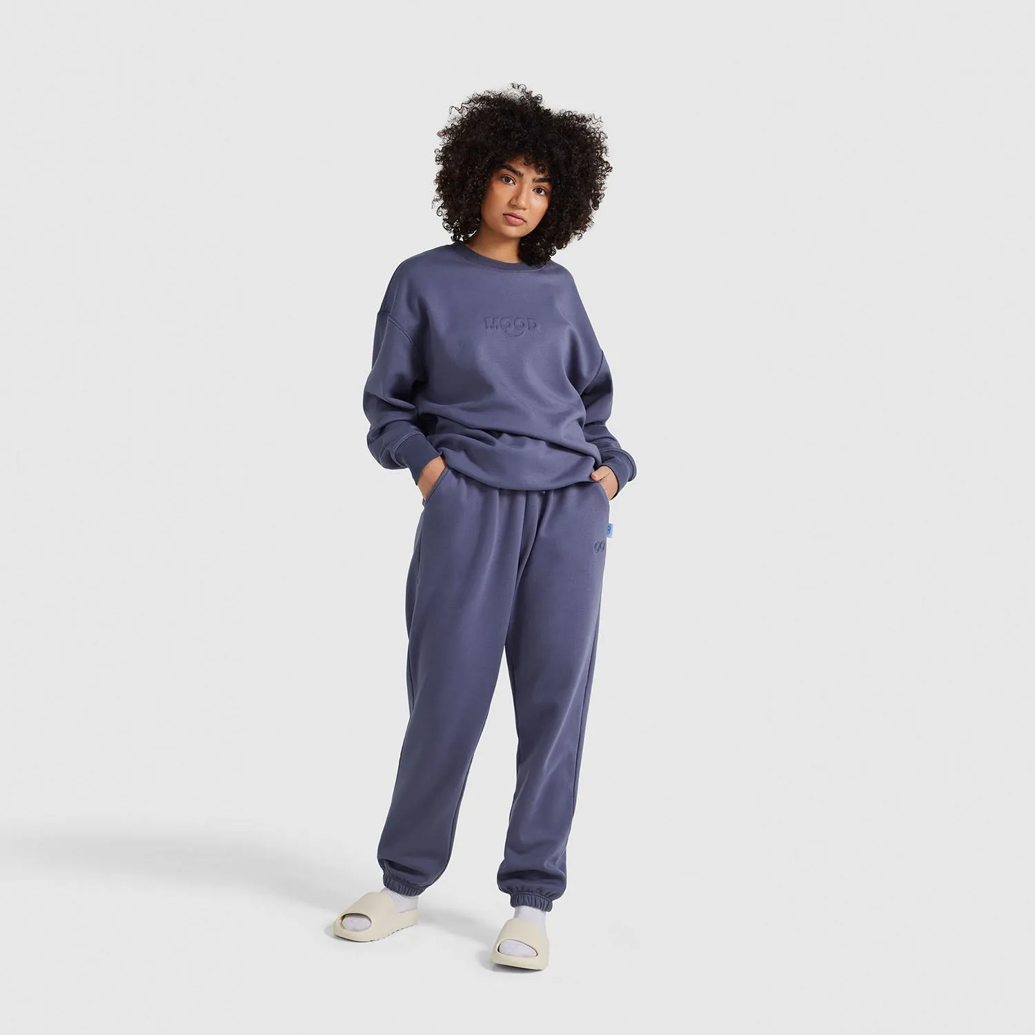 Light Steel Blue Relaxed Cotton Fleece Crew