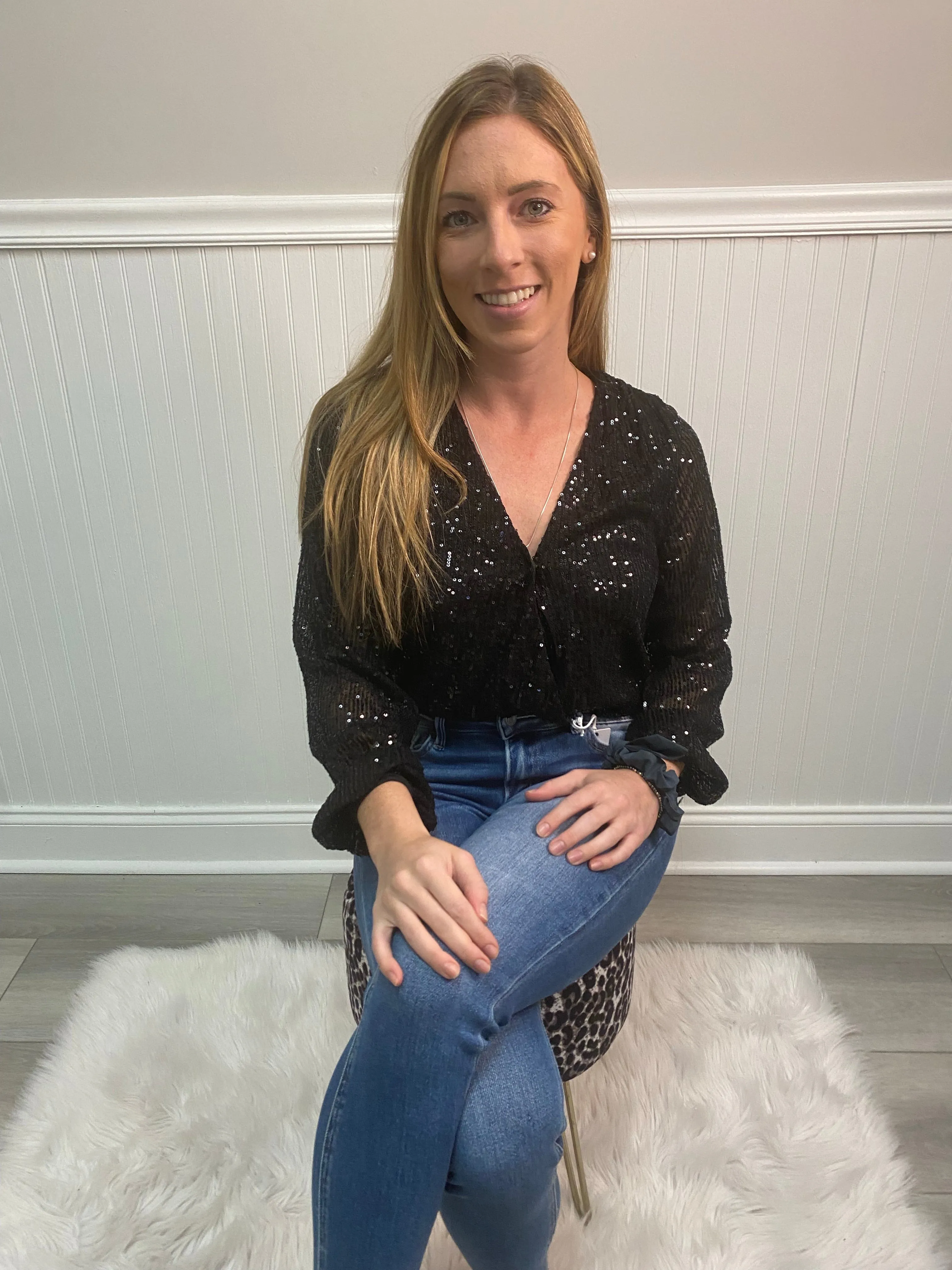 LS Sequin Wrap Bodysuit