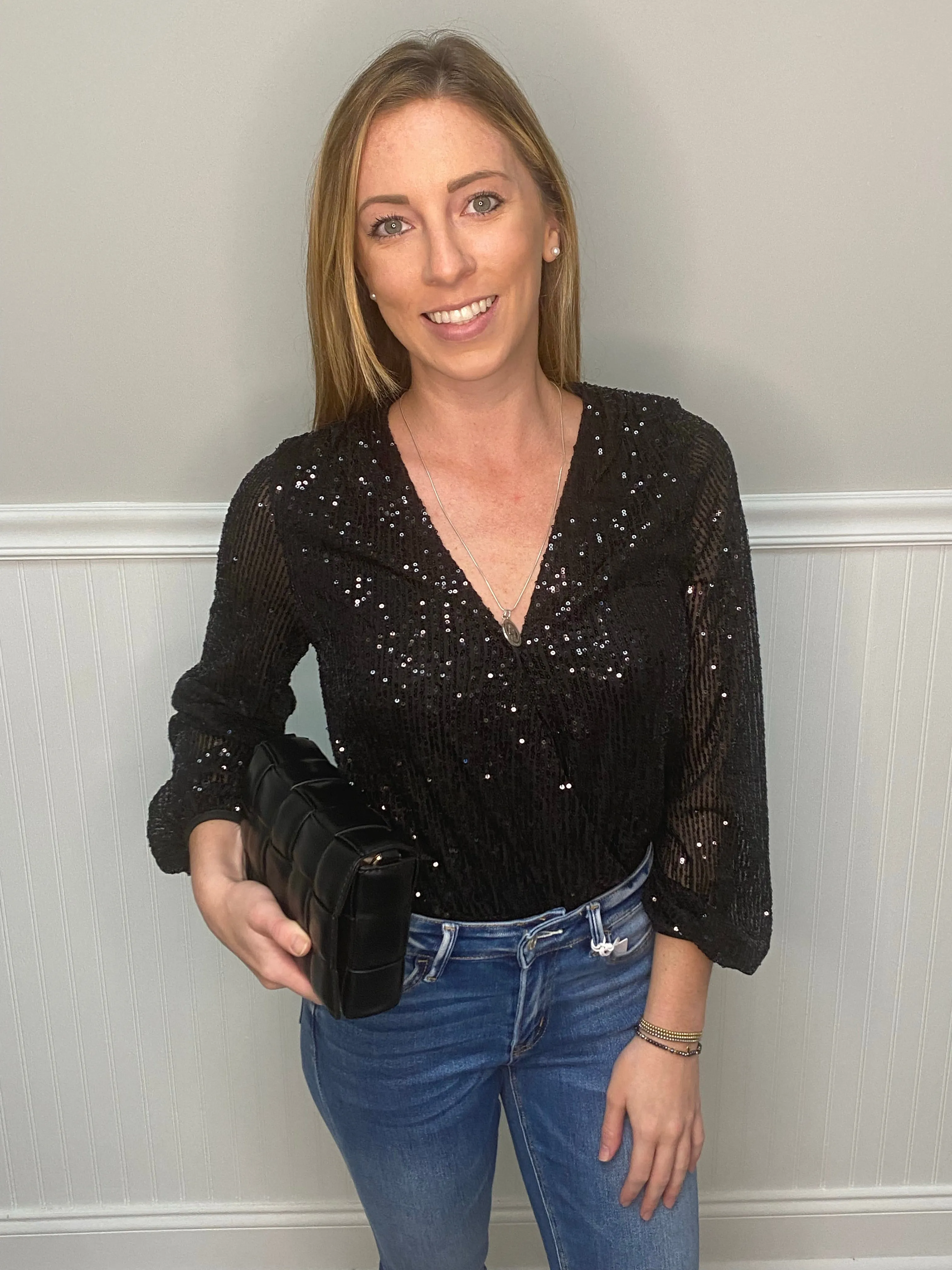 LS Sequin Wrap Bodysuit