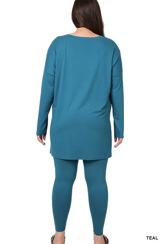 PLUS BRUSHED DTY MICROFIBER LOUNGEWEAR SET