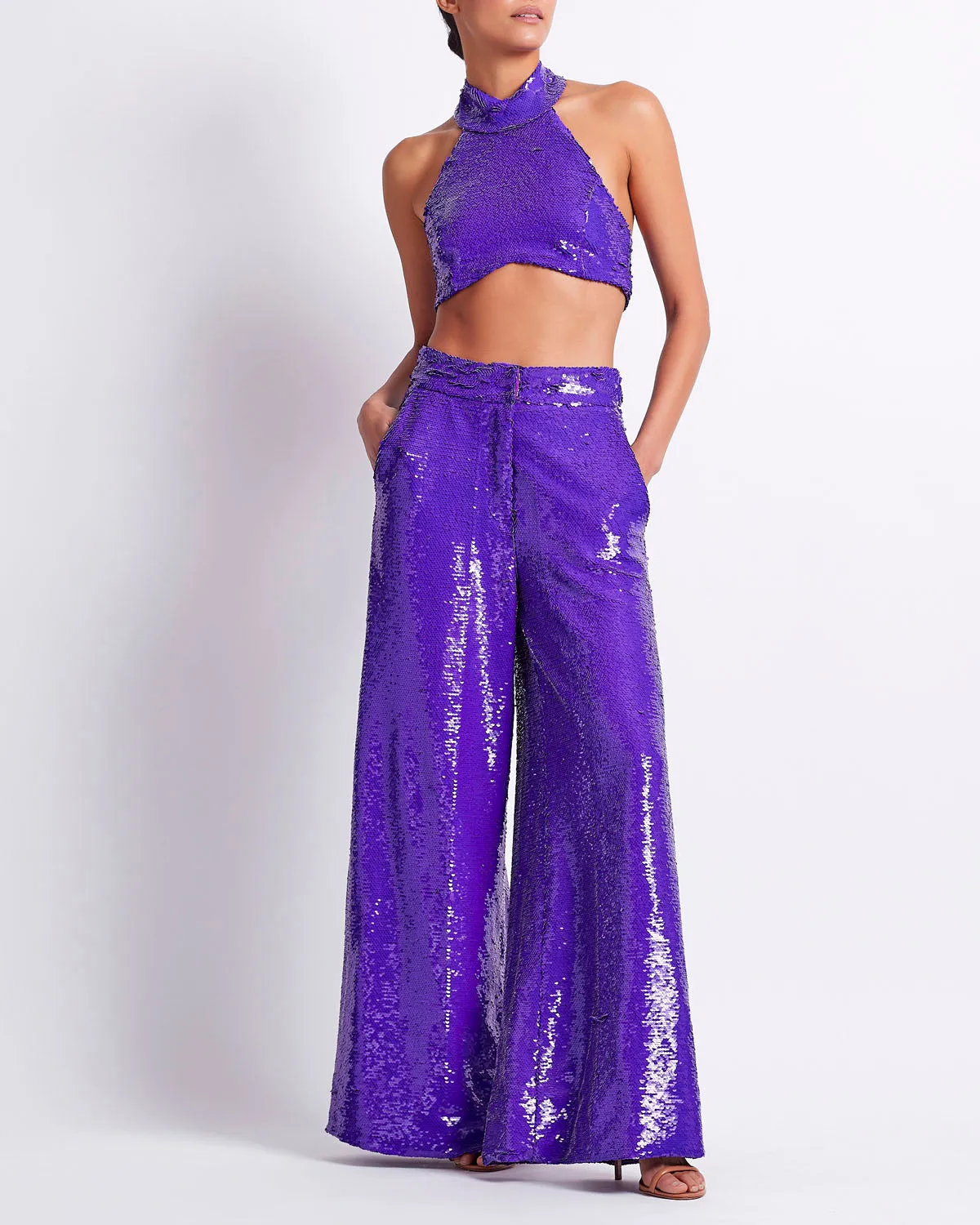SEQUIN WIDE LEG PANT