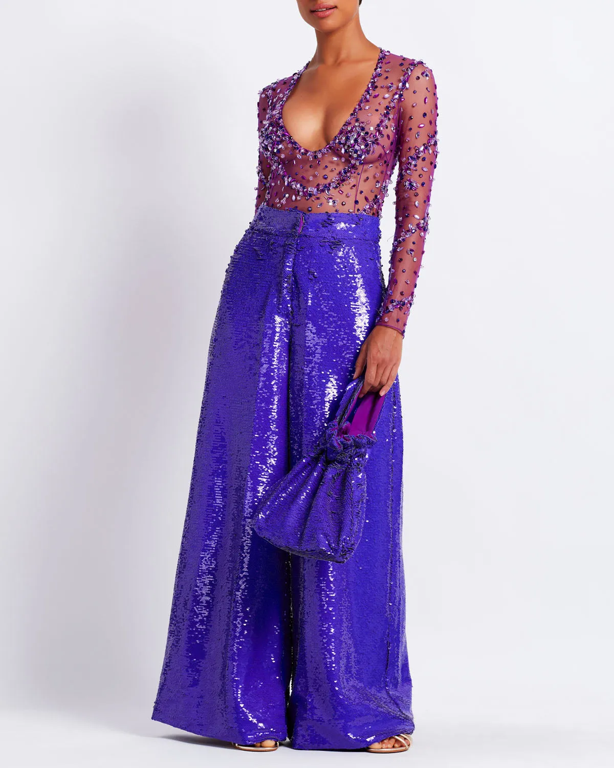 SEQUIN WIDE LEG PANT
