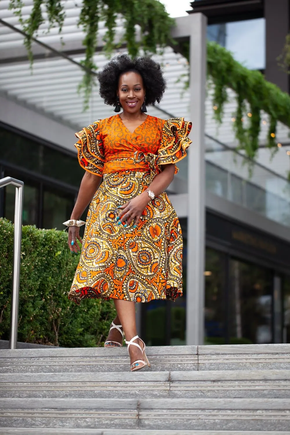 Shaku Shaku African Print Batik Wrap Top - Orange