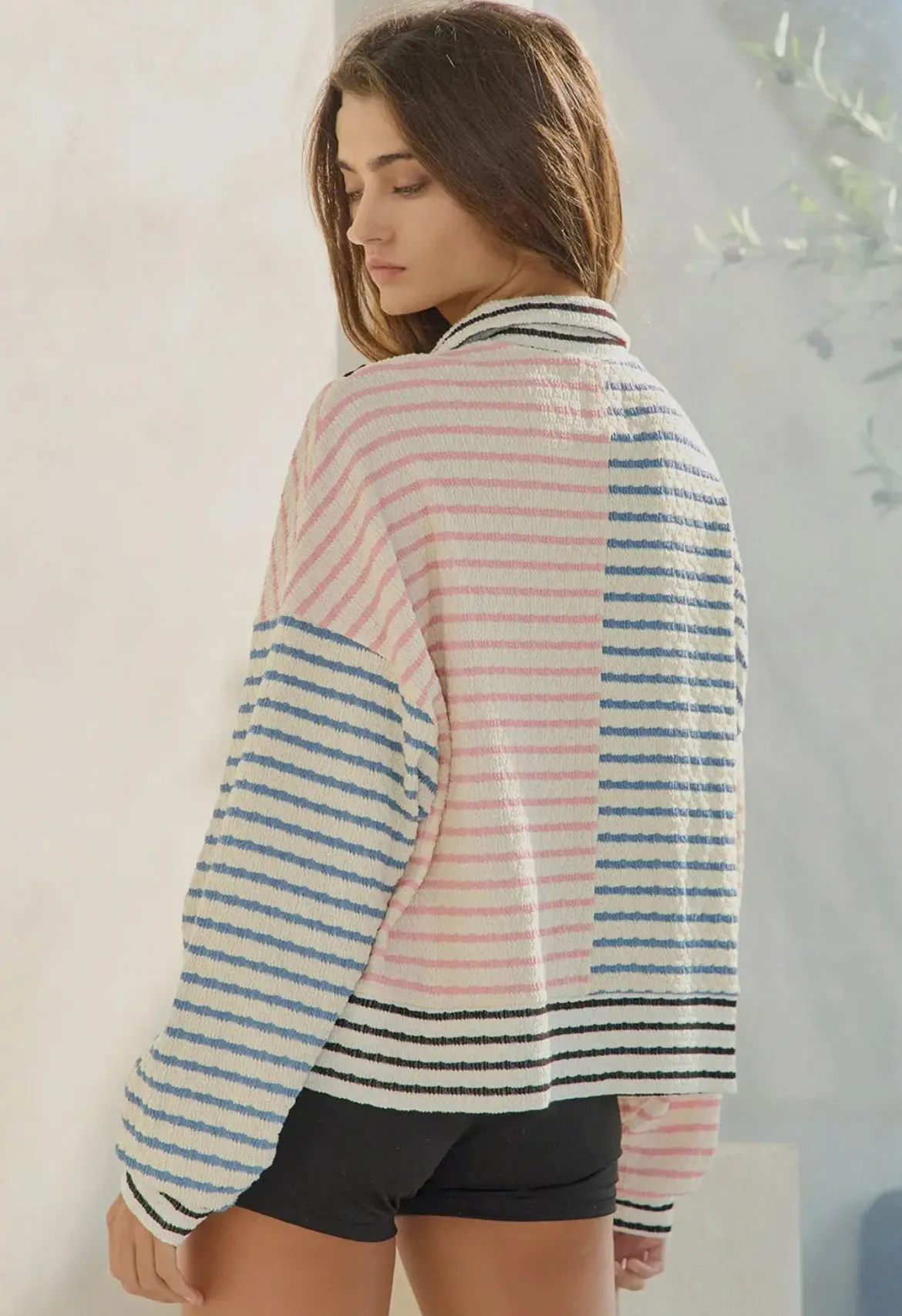 Striped Half Zip Pullover