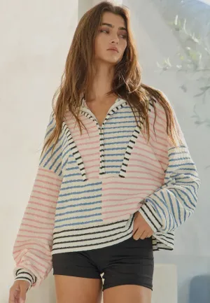 Striped Half Zip Pullover