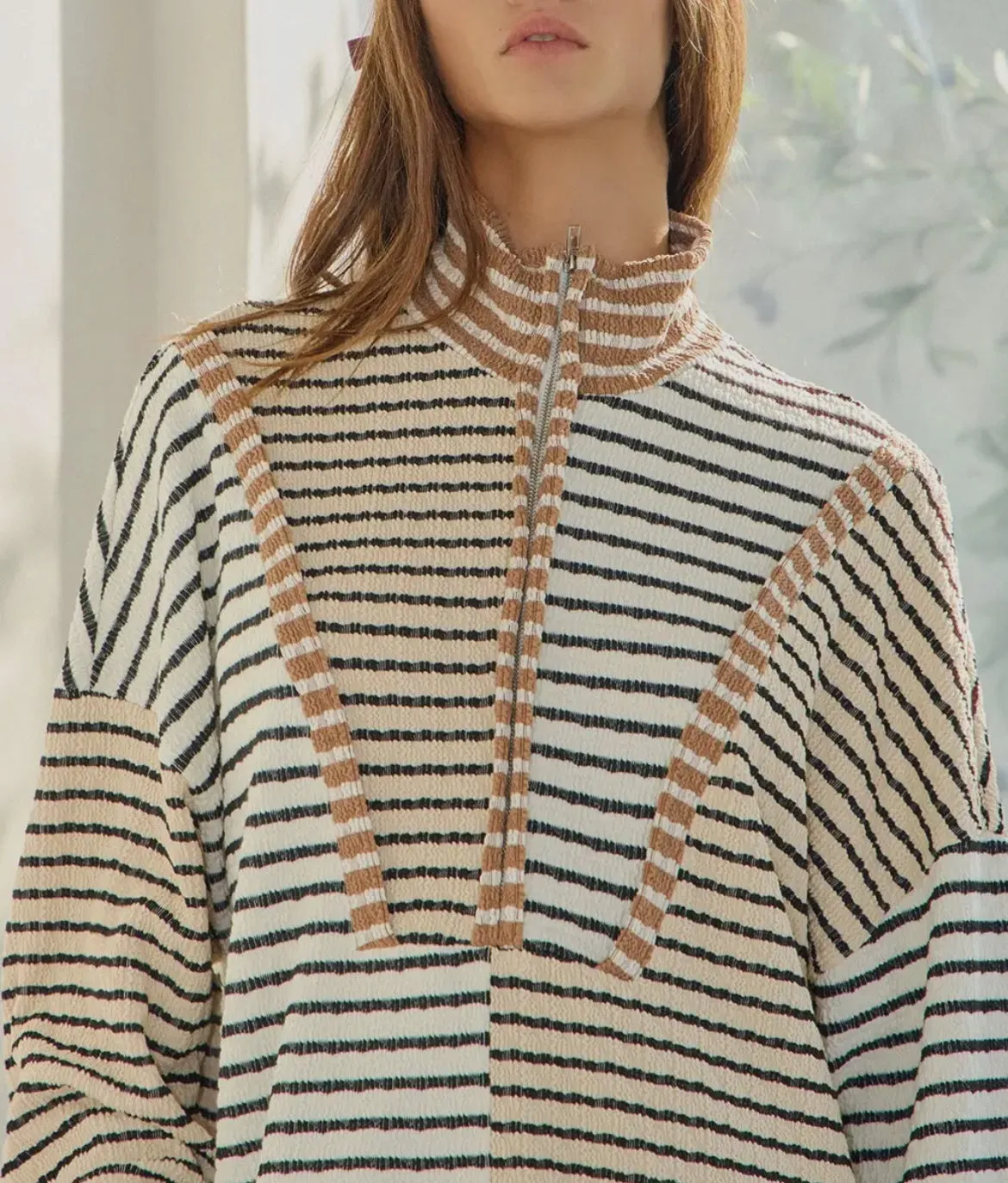 Striped Half Zip Pullover