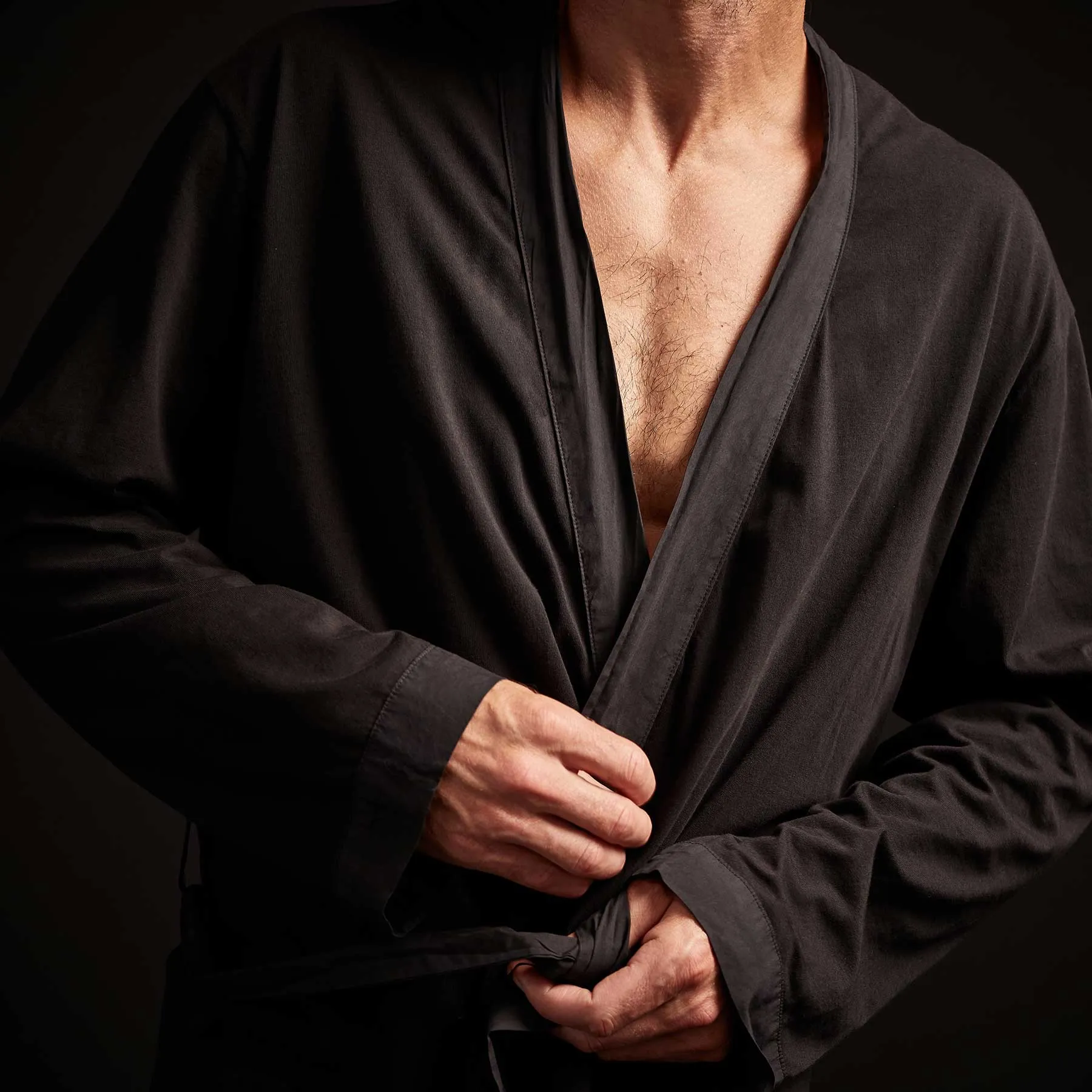 Sueded Jersey Robe - Black