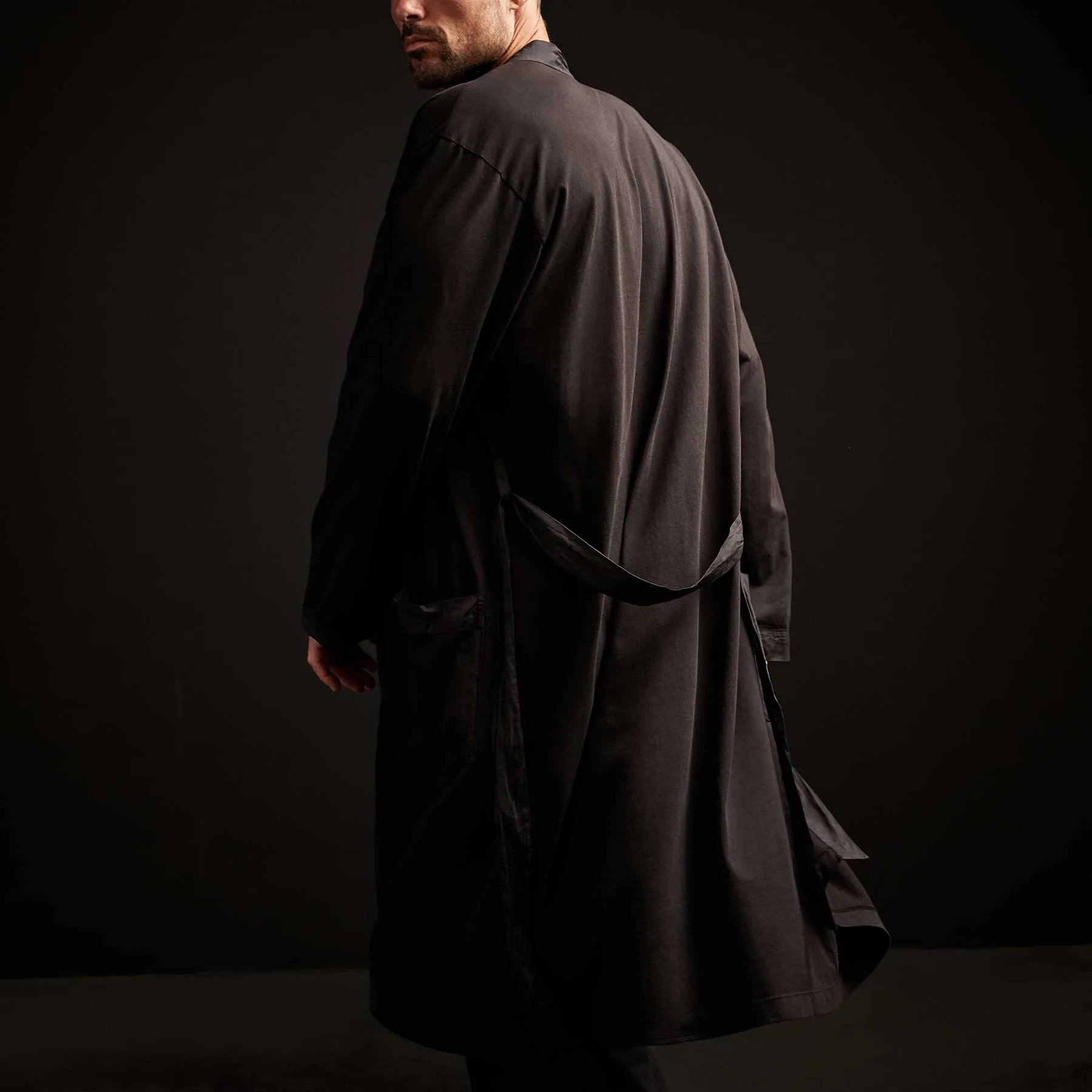 Sueded Jersey Robe - Black