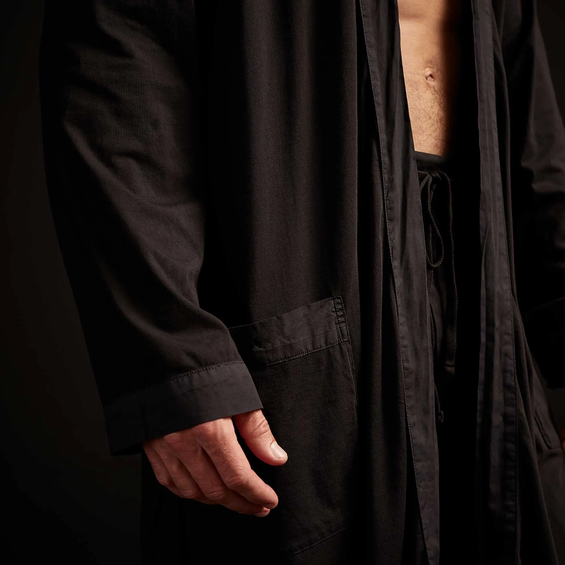 Sueded Jersey Robe - Black
