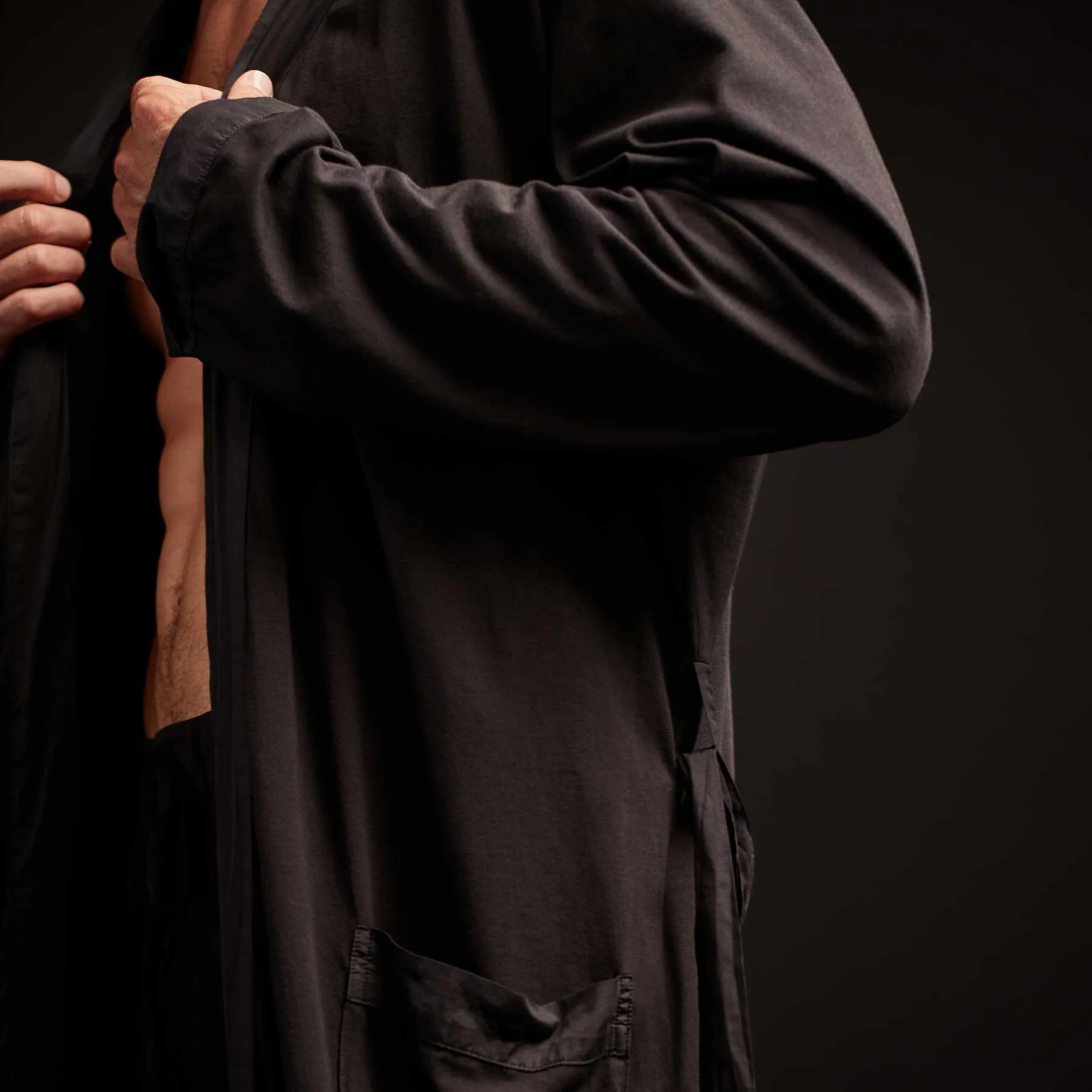 Sueded Jersey Robe - Black