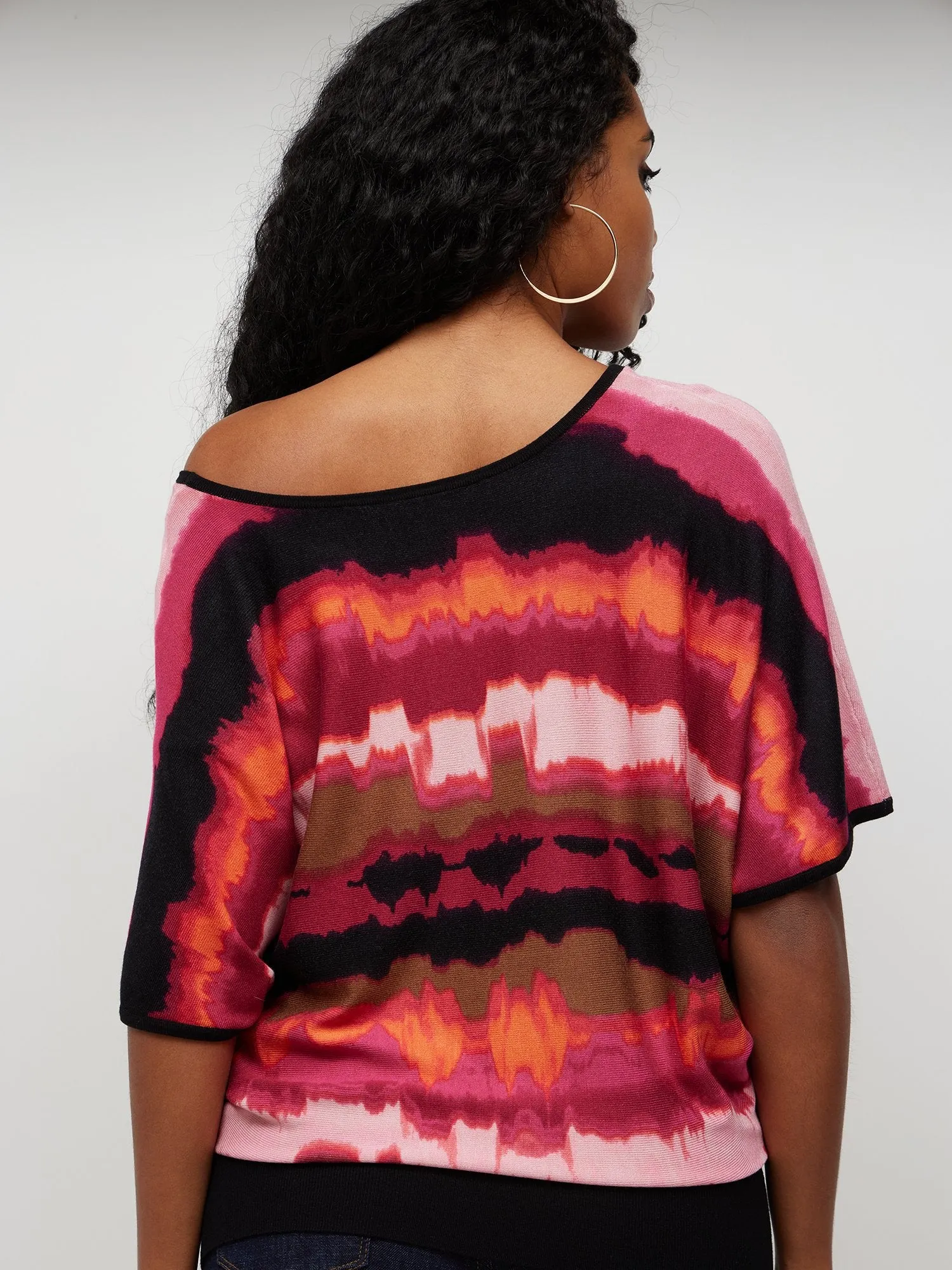 Tie-Dye Print Slouchy Pullover Sweater